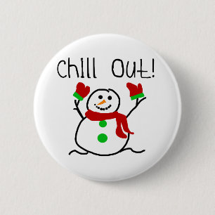 Chill Out Snowman Ronde Button 5,7 Cm