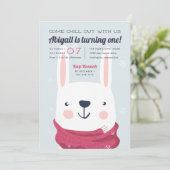 Chill Out | Winter Rabbit Birthday Kaart (Staand voorkant)