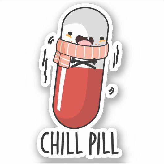 Chill Pill Grappig Bevriezen Medicijn Pun Sticker (Voorkant)