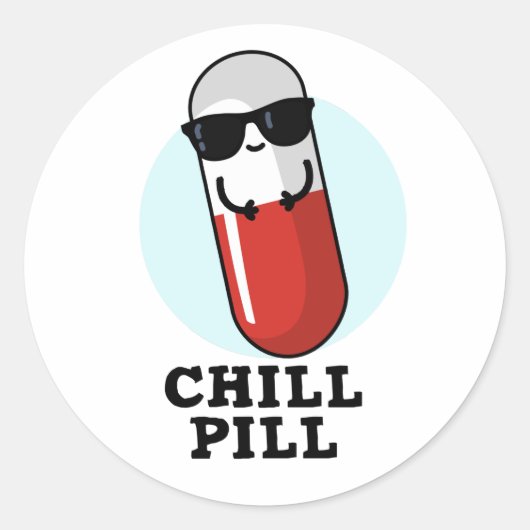 Chill Pill Koele Medicine Pun Ronde Sticker (Voorkant)