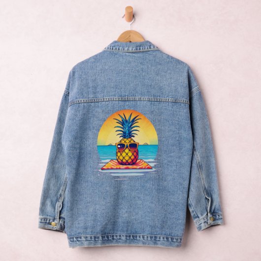 Chill Pineapple Summer Vibes Design, Denim Jacket (Hangar)