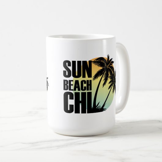 Chill, plage et chill Palm Tree Mug (Devant droit)