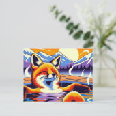 Chill Red Fox in a Hotspring Pool Briefkaart (Staand voorkant)