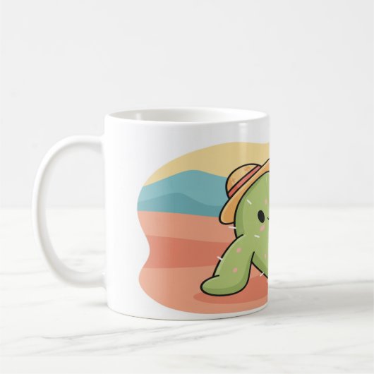 Chill Relaxing Cactus with Hat Mug - Summer Desert (Gauche)