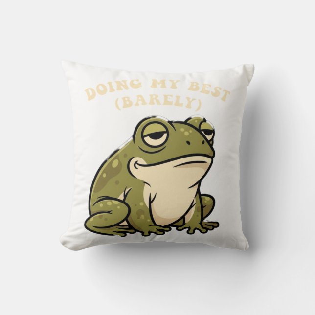 Chill Retro Frog Minimal Effort Square Pillow Kussen (Voorkant)