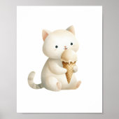 Chill & Schattige Sweet Cat met Ice Cream Cone Pos Poster (Voorkant)