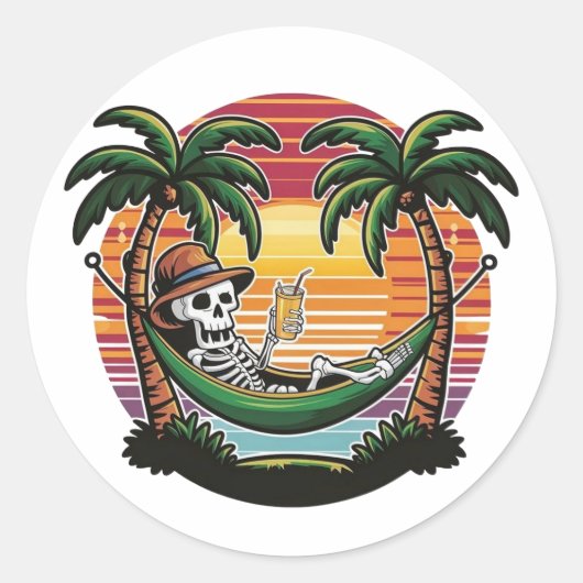 Chill Skeleton Beach Sticker  (Voorkant)