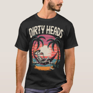 Chill Skeleton Dirty Heads Retro Strandkunst Voor T-shirt