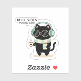 Chill Vibes Cat Sticker – Cute Black Cat with Head