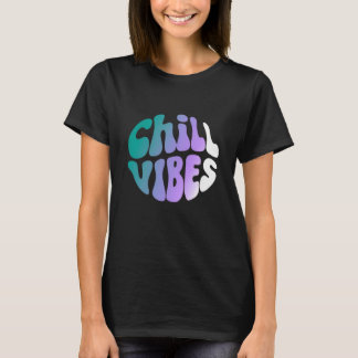 Chill Vibes Retro Gradiënt Typografie T-shirt