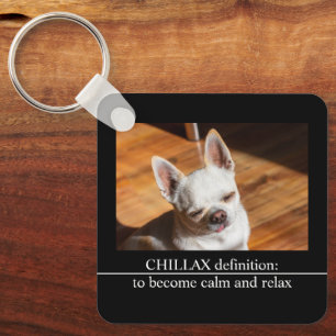 Chillax Chihuahua slaperig ontspannen tong uit Fot Sleutelhanger