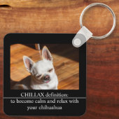 Chillax Chihuahua sleepy relaxed Custom Photo text Sleutelhanger (Achterkant)