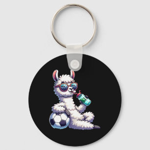 Chille lama met voetbalbroek en zonnebril alpaca sleutelhanger
