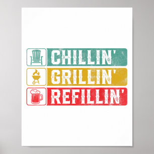 Chillen Grillen Bijvullen Bbq Pit Vlees Roker Gril Poster