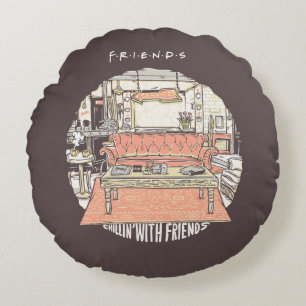 Chillen met FRIENDS™ Cartoon Rond Kussen