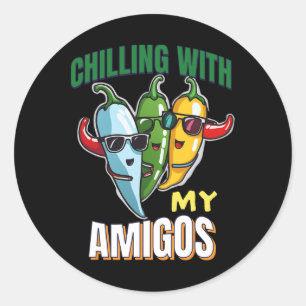 Chillen met mijn Amigos Cinco de Mayo Chilly Peppe Ronde Sticker