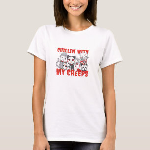 Chillen Met Mijn Enge Kat Horror Moordenaar Hallow T-shirt
