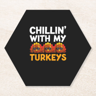 Chillen met mijn kalkoenen Shirt, Mannen vrouwen H Kartonnen Onderzetters