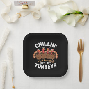 Chillen Met Mijn Kalkoenen Thanksgiving Familie Ca Papieren Bordje