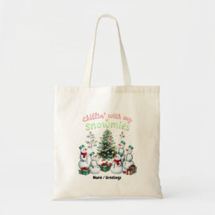 Chillen met mijn sneeuwvriendjes Grappige Kerstman Tote Bag