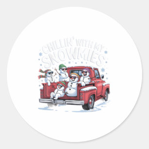 Chillen Met Mijn Sneeuwvriendjes Pickup Truck Snee Ronde Sticker