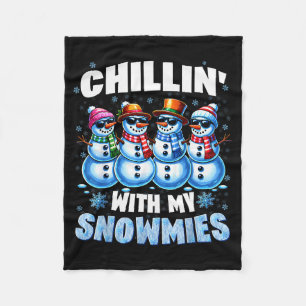 Chillen Met Mijn Sneeuwvriendjes Sneeuwman Kerstmi Fleece Deken