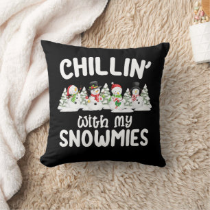 Chillen Met Mijn Sneeuwvriendjes Sneeuwman Kerstmi Kussen