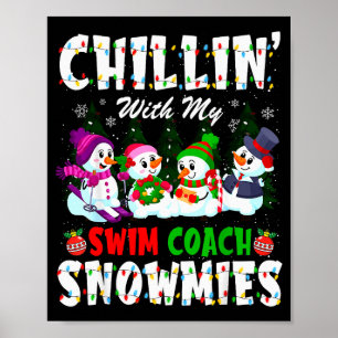 Chillen Met Mijn Zwemcoach Sneeuwmoppen Kerst Zwem Poster