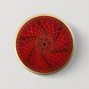 Chilli Bean Swirl Gouden Rand Mandala knoop Ronde Button 5,7 Cm