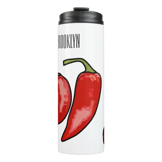 Chilli cartoon illustratie thermosbeker (Voorkant)