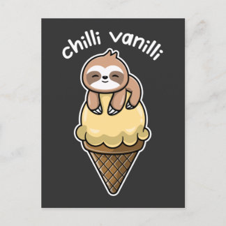 Chilli Vanilli / Chillendes Faultier mit Eis Briefkaart