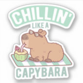 Chillin als een capibara grappig sticker (Voorkant)