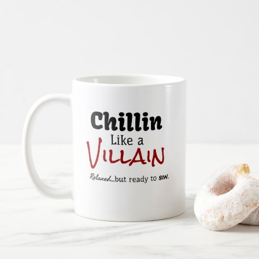 Chillin als een Villain. Verbijsterd... maar klaar Koffiemok (Met donut)