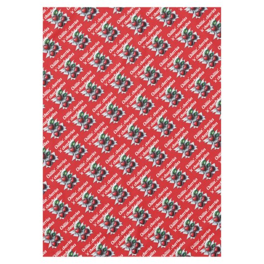 Chillin', Cherries 'n' Cheerful Vibes Modern Rood Tafelkleed (Voorkant)