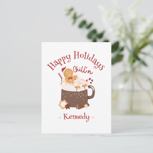 Chillin 'Christmas Hot Chocolate en peperkoek Briefkaart (Staand voorkant)