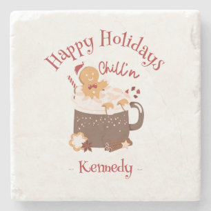 Chillin 'Christmas Hot Chocolate en peperkoek Stenen Onderzetter