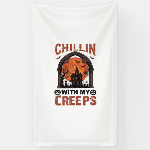 Chillin Creeps Halloween Spokenhuis Oranje Maan Spandoek