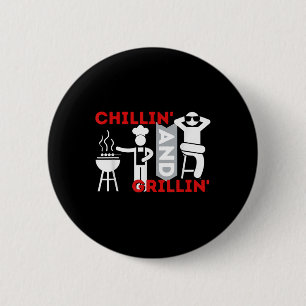 Chillin en Grillin - Grappige BBQ Roker Barbecue G Ronde Button 5,7 Cm