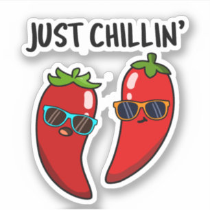Chillin Funny Chili Peppers Pun Sticker