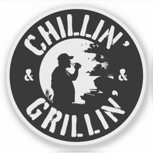 Chillin’ & Grillin’ White Stamp Sticker (Voorkant)
