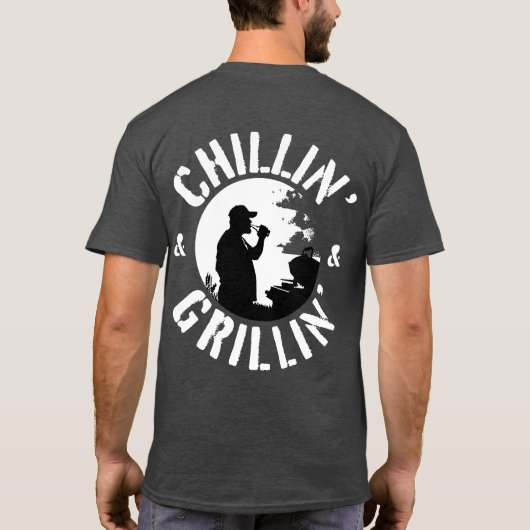 Chillin’ & Grillin’ White Stamp voor & achter T-shirt (Achterkant)