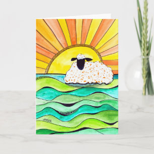 Chillin' in de Sun Sheep Art vouwde Wenskaart Kaart