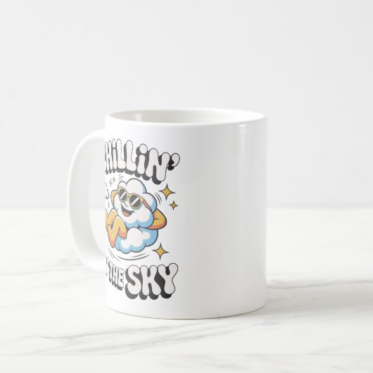 Chillin' in the Sky Cloud Graphic for Relaxing  Koffiemok (Voorkant links)