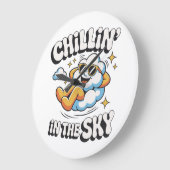 Chillin' in the Sky - Fun Cloud Wall Horloge (Angle)