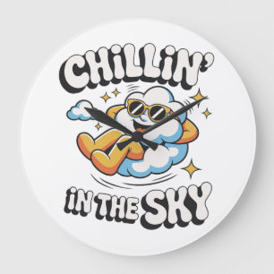 Chillin' in the Sky - Fun Cloud Wall Horloge