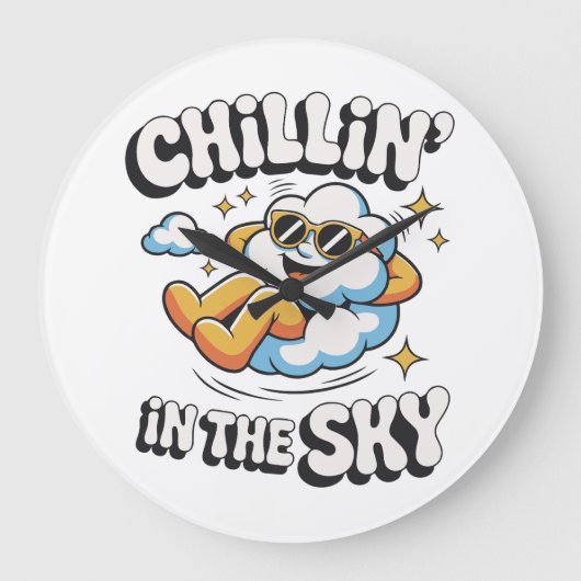 Chillin' in the Sky - Fun Cloud Wall Horloge (Recto)