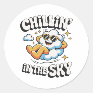 Chillin' in the Sky Schattige Cloud Design voor Fu Ronde Sticker