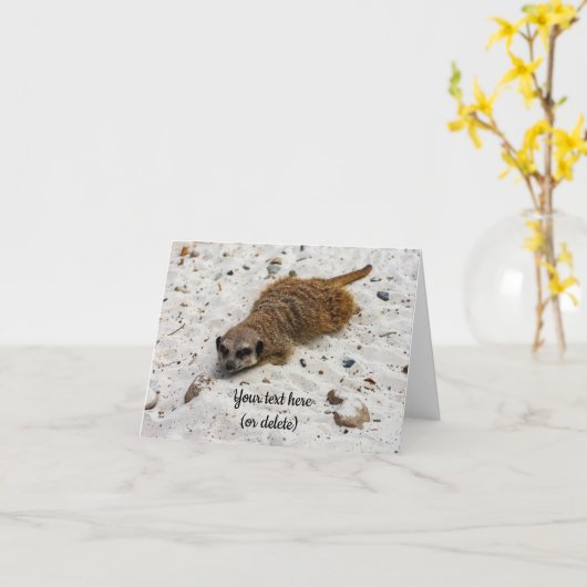 Chillin' Meerkat Folded Wenskaart Kaart (Gele Bloem)