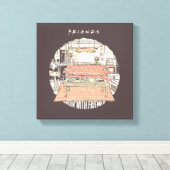 Chillin' met FRIENDS™ Cartoon Canvas Afdruk (Insitu (Houten vloer))