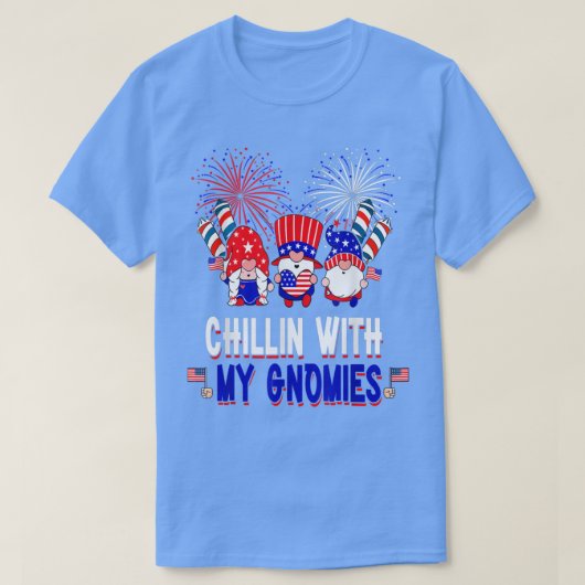 Chillin' met Gnomen Drie Gnomen Amerikaanse vlag 4 T-shirt (Design voorkant)
